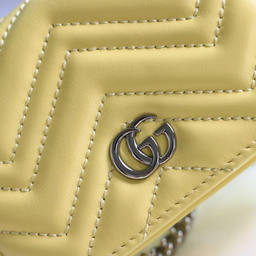 Gucci GG Marmont Chevron Matelasse Leather Card Case Wallet