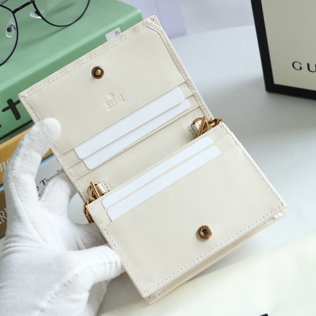 Gucci GG Marmont Chevron Matelasse Leather Card Case Wallet