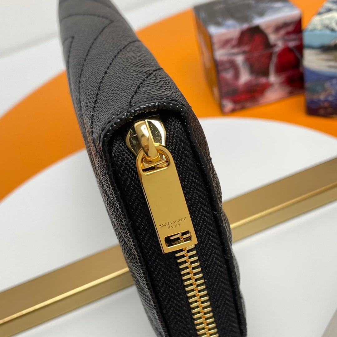 YSL Cassandre Matelasse Zip Around Wallet