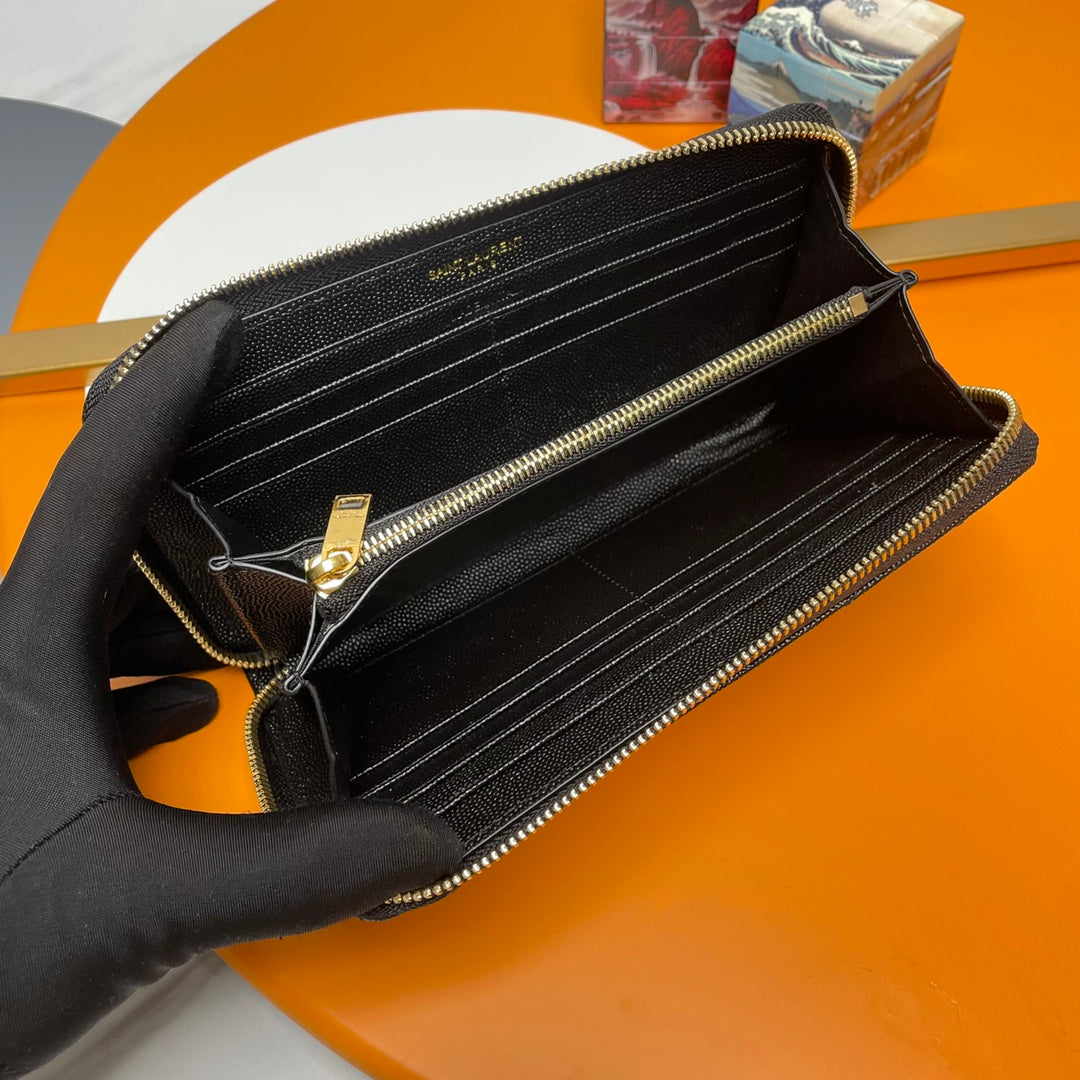 YSL Cassandre Matelasse Zip Around Wallet