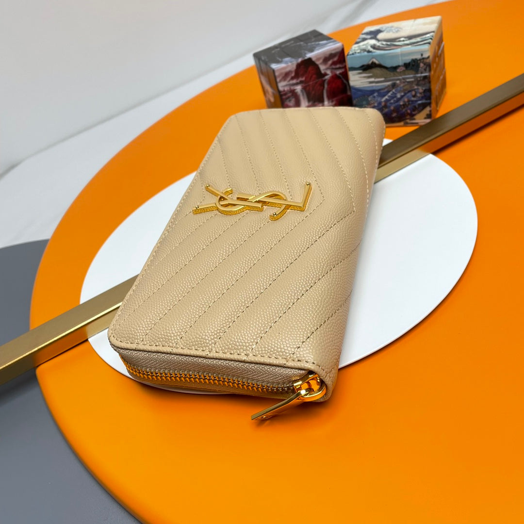 YSL Cassandre Matelasse Zip Around Wallet