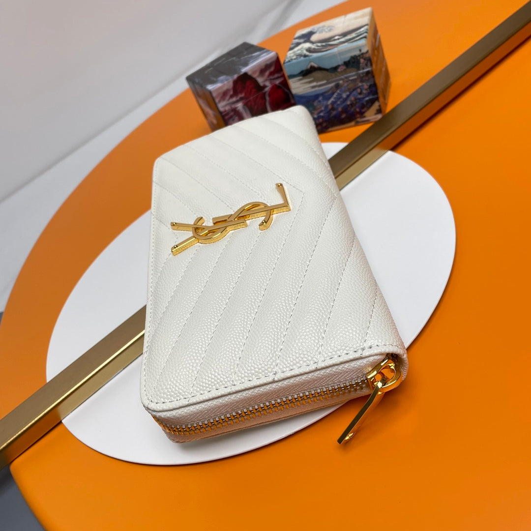 YSL Cassandre Matelasse Zip Around Wallet