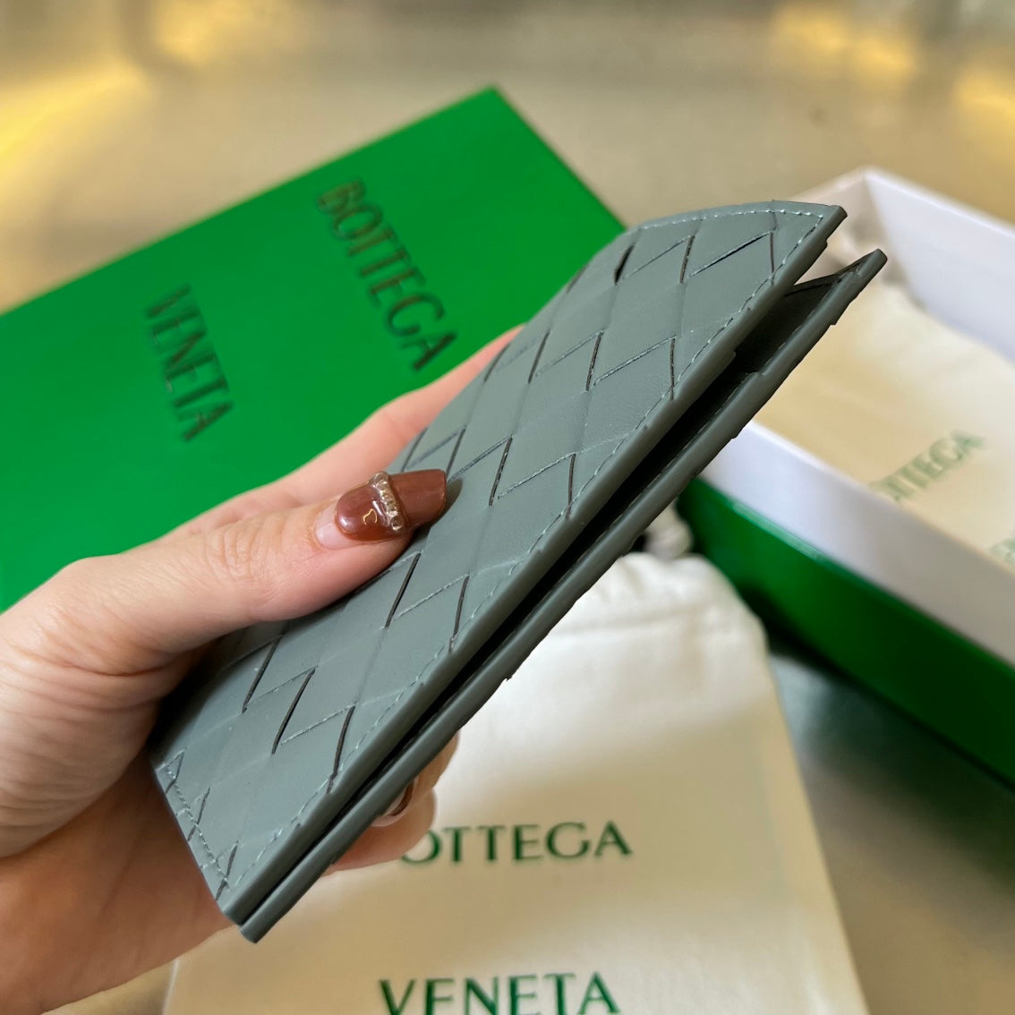 BV Intrecciato Flap Wallet