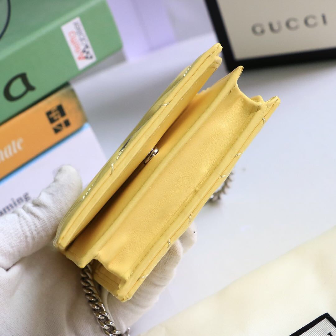 Gucci GG Marmont Chevron Matelasse Leather Card Case Wallet