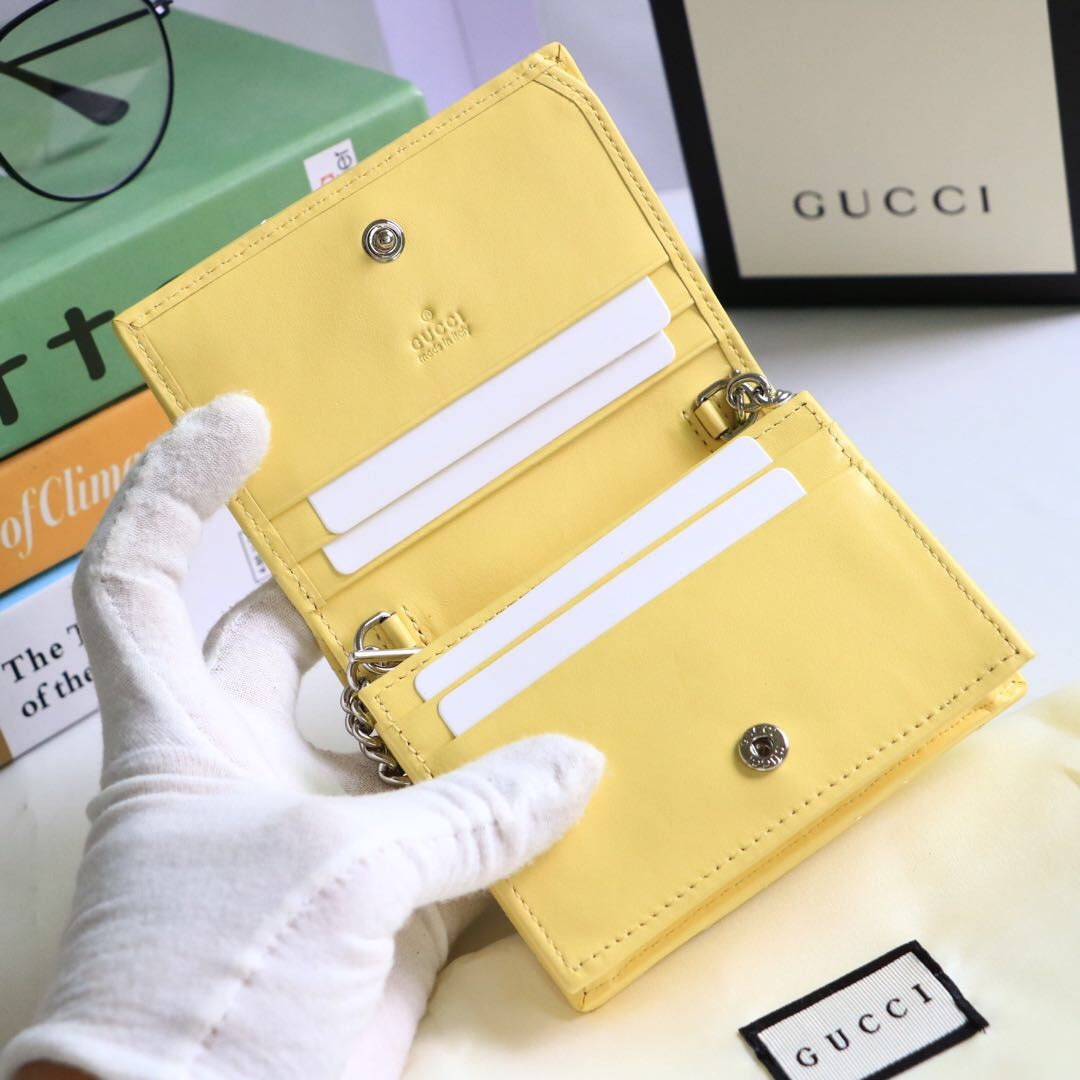 Gucci GG Marmont Chevron Matelasse Leather Card Case Wallet