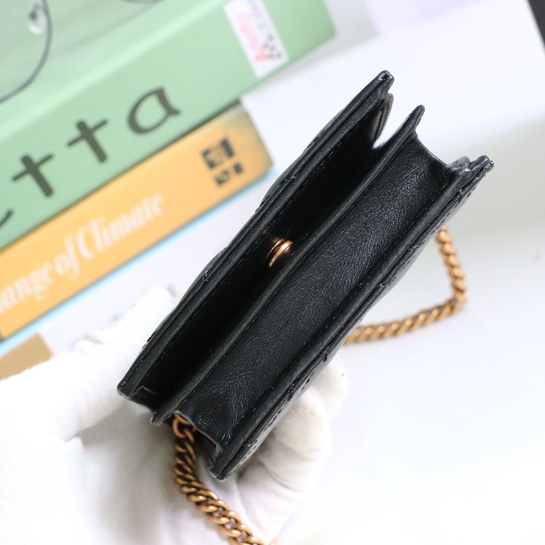 Gucci GG Marmont Chevron Matelasse Leather Card Case Wallet